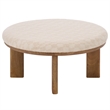 Safavieh Evgenia Round Wood Ottoman in Cream / Walnut