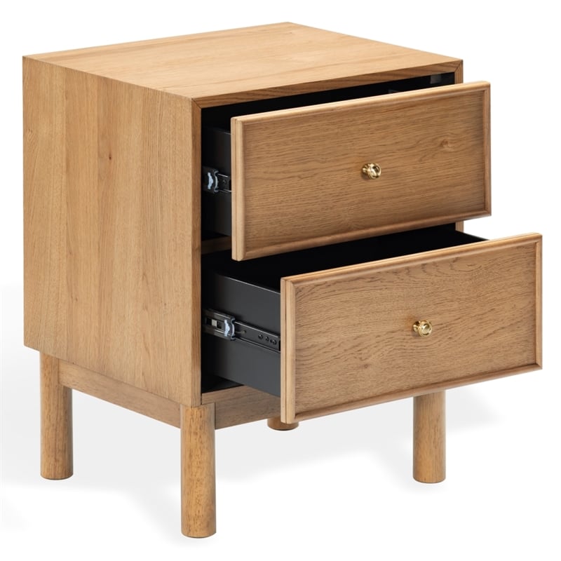 Safavieh Orion 2 Drawer Wood Nightstand in Brown / Oak