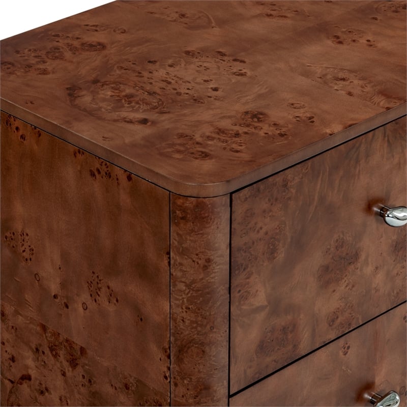Safavieh Josephina Burl Wood Nightstand in Dark Walnut