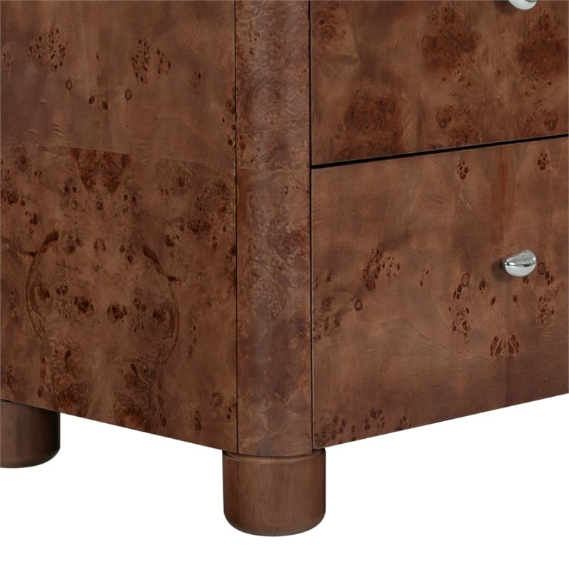 Safavieh Josephina Burl Wood Nightstand in Dark Walnut