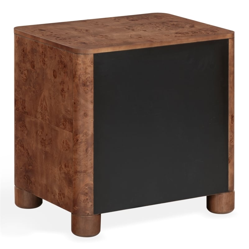 Safavieh Josephina Burl Wood Nightstand in Dark Walnut