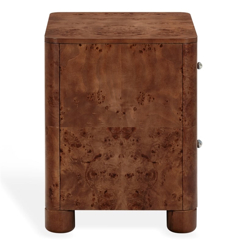Safavieh Josephina Burl Wood Nightstand in Dark Walnut