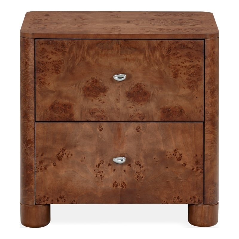 Safavieh Josephina Burl Wood Nightstand in Dark Walnut