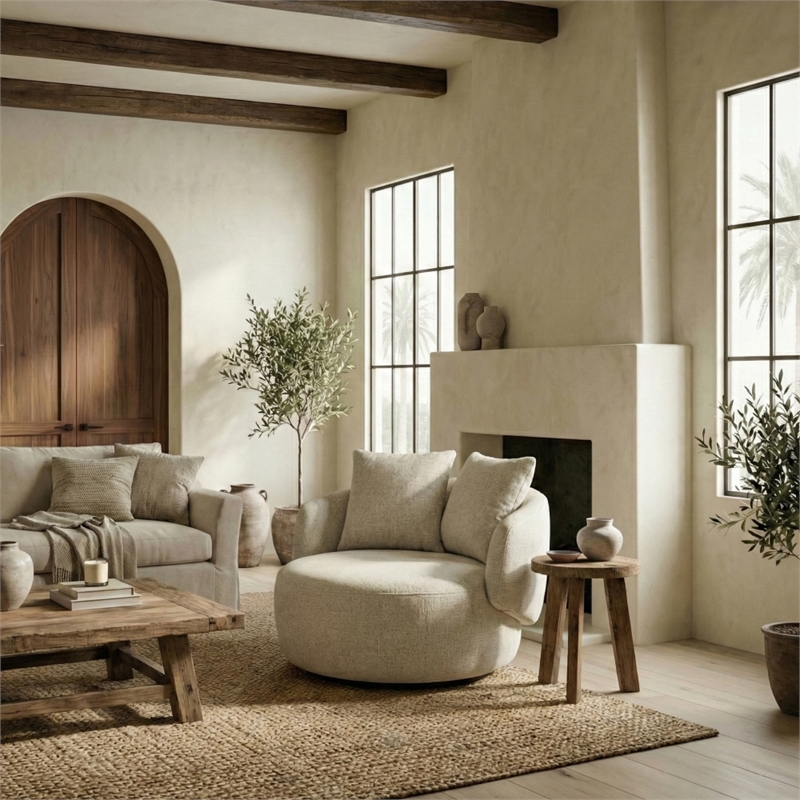 Safavieh Karolie Wood Swivel Chair in Taupe