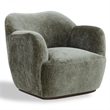 Safavieh Elizandra Chenille and Wood Swivel Chair in Olive
