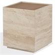 Safavieh Leslianne Wood and Travertine Accent Table in Natural / Beige