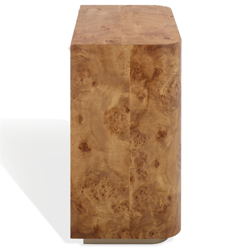 Safavieh Celestanno Wood Burl Bar Cabinet in Brown / Silver