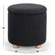 Safavieh Becka Round Boucle Storage Ottoma in Black / Natural