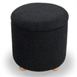 Safavieh Becka Round Boucle Storage Ottoma in Black / Natural
