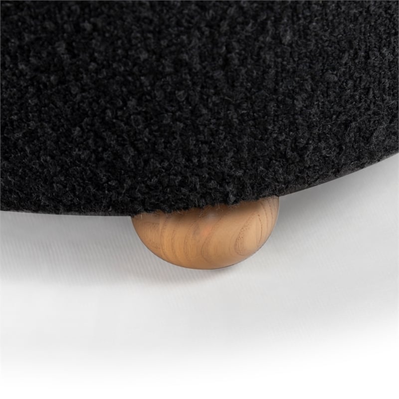 Safavieh Becka Round Boucle Storage Ottoma in Black / Natural