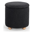Safavieh Becka Round Boucle Storage Ottoma in Black / Natural