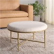 Safavieh Bogdana Round Iron Ottoman in Cream / Gold