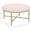 Safavieh Bogdana Round Iron Ottoman in Cream / Gold