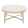Safavieh Bogdana Round Iron Ottoman in Cream / Gold