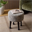Safavieh Esfir Round Wood Pouf in Navy / Black