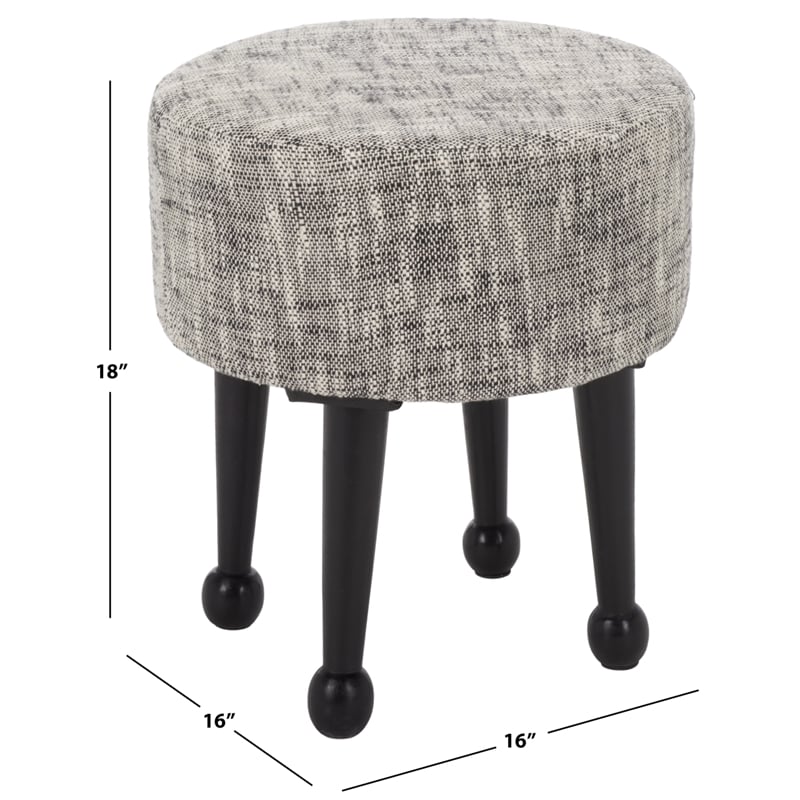 Safavieh Esfir Round Wood Pouf in Navy / Black