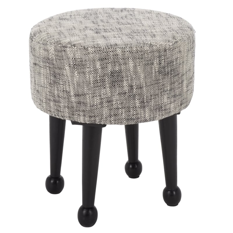 Safavieh Esfir Round Wood Pouf in Navy / Black