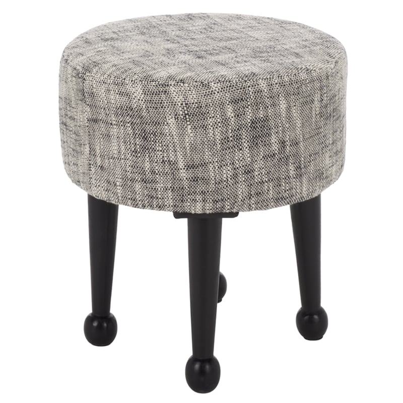 Safavieh Esfir Round Wood Pouf in Navy / Black