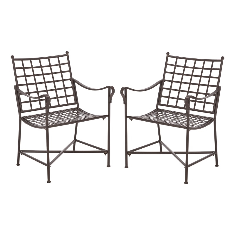 Safavieh Caledonia Iron Lounge Chair Set 2 in Brown