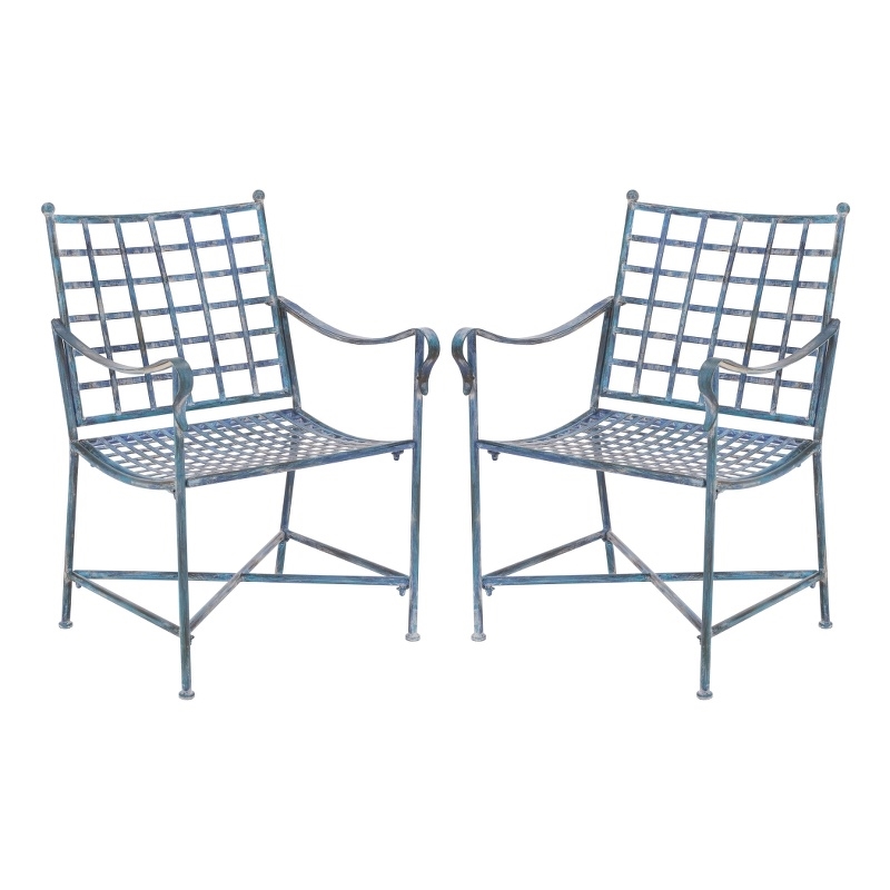 Safavieh Caledonia Iron Lounge Chair Set 2 in Blue