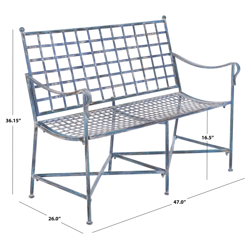 Safavieh Caledonia Iron Loveseat in Blue