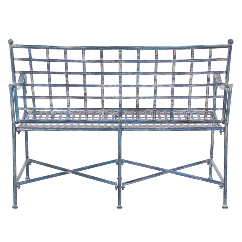 Safavieh Caledonia Iron Loveseat in Blue