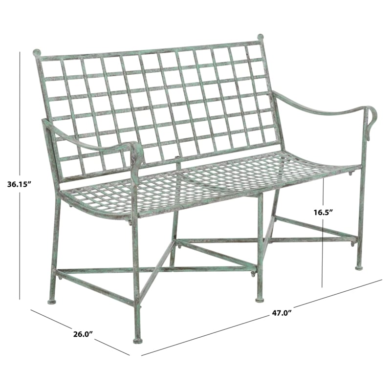 Safavieh Caledonia Iron Loveseat in Green