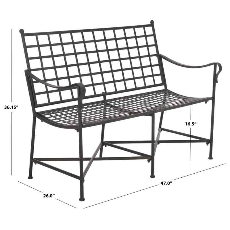 Safavieh Caledonia Iron Loveseat in Black