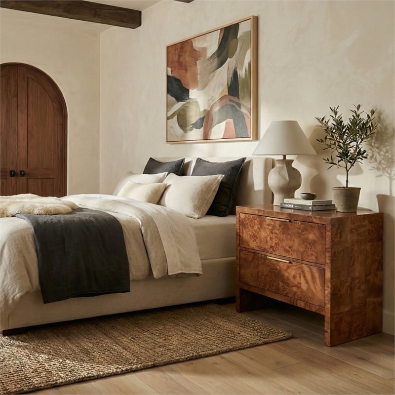 Safavieh Francene Burl Wood Nightstand in Walnut