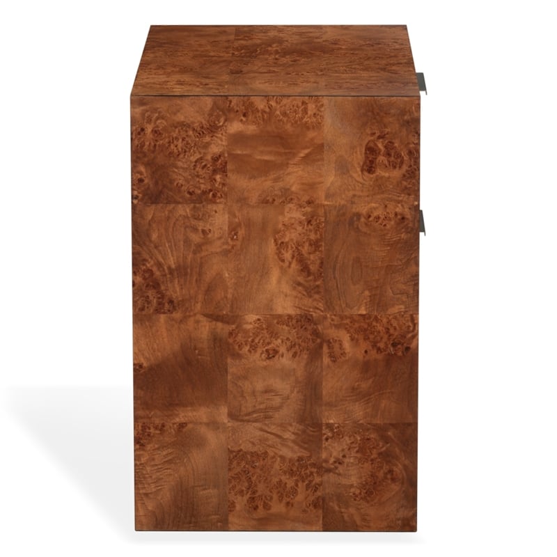 Safavieh Francene Burl Wood Nightstand in Walnut