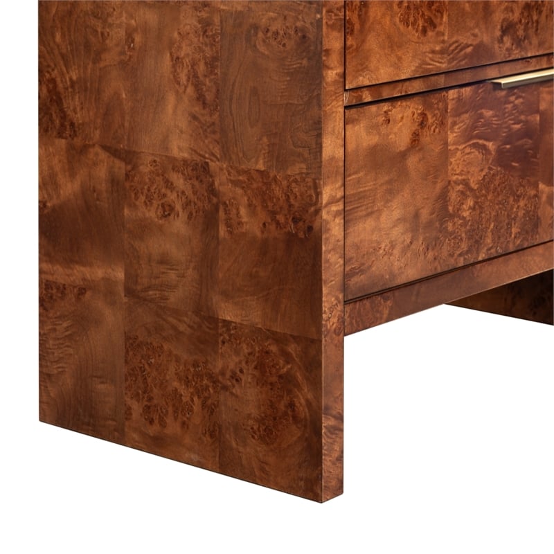 Safavieh Francene Burl Wood Nightstand in Walnut