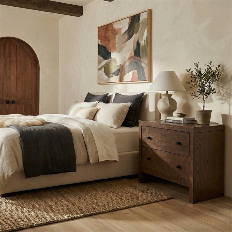 Safavieh Frederick 2 Drawer Wood Nightstand in Dark Walnut