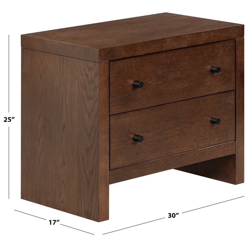 Safavieh Frederick 2 Drawer Wood Nightstand in Dark Walnut