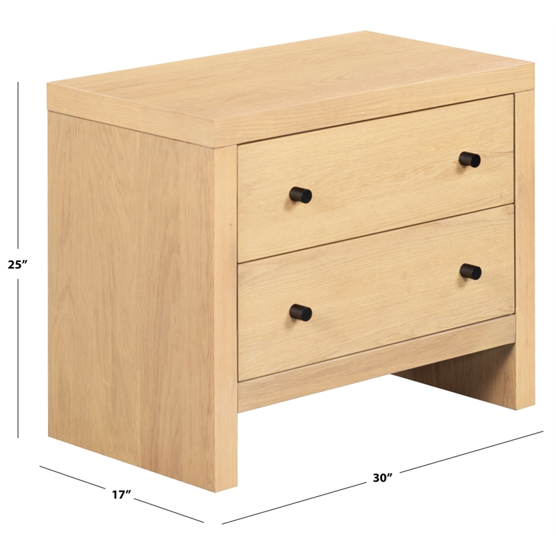 Safavieh Frederick 2 Drawer Wood Nightstand in Oak