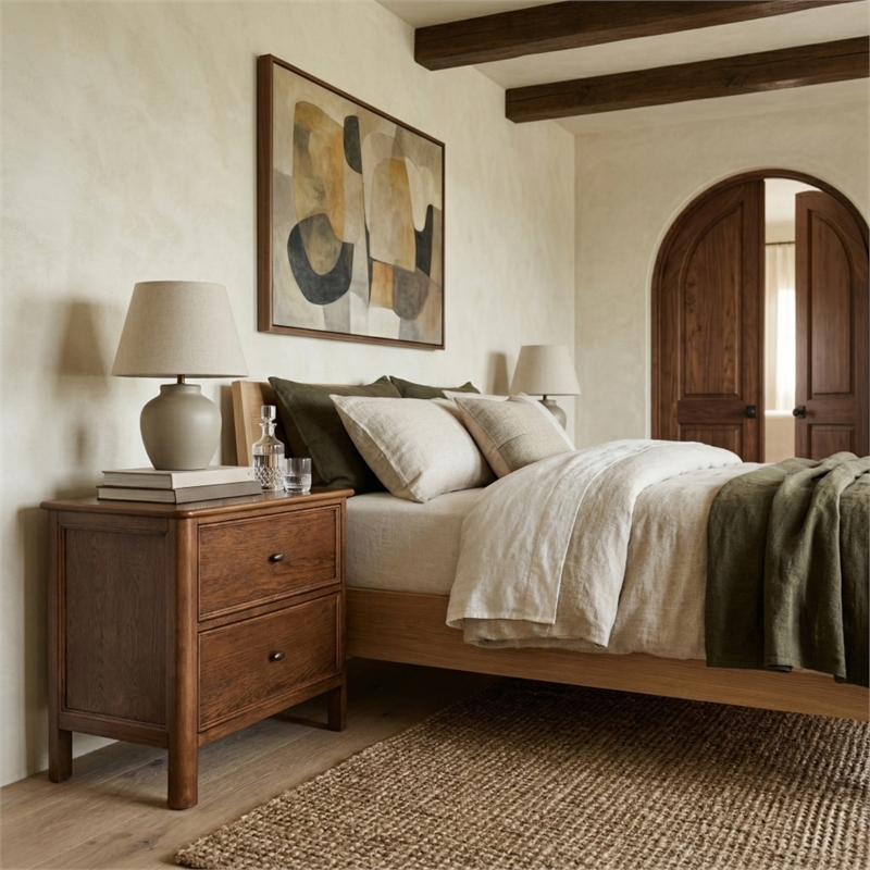 Safavieh Hannaleigh 2 Drawer Wood Nightstand in Dark Walnut