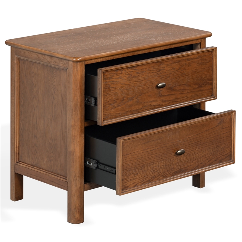 Safavieh Hannaleigh 2 Drawer Wood Nightstand in Dark Walnut