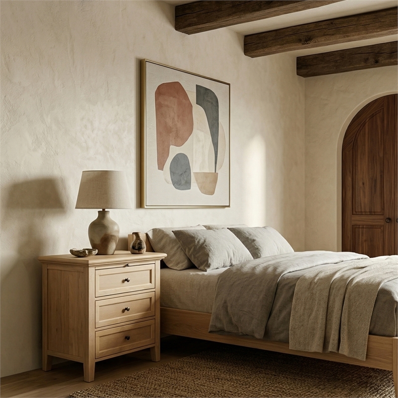 Safavieh Trevor 3 Drawer Wood Nightstand in Oak