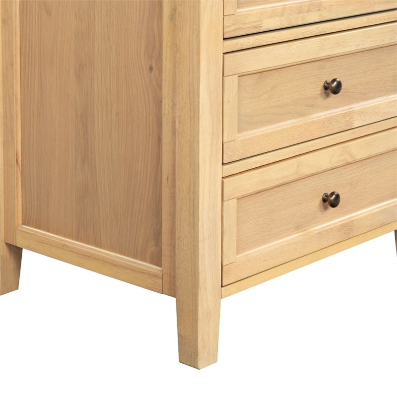 Safavieh Trevor 3 Drawer Wood Nightstand in Oak