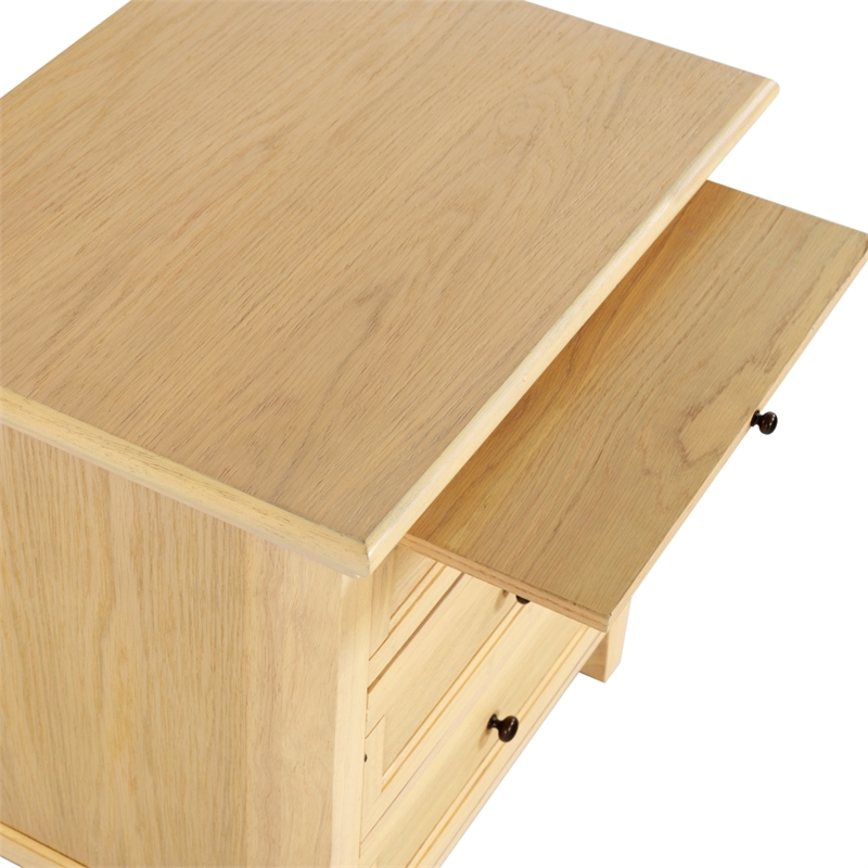 Safavieh Trevor 3 Drawer Wood Nightstand in Oak