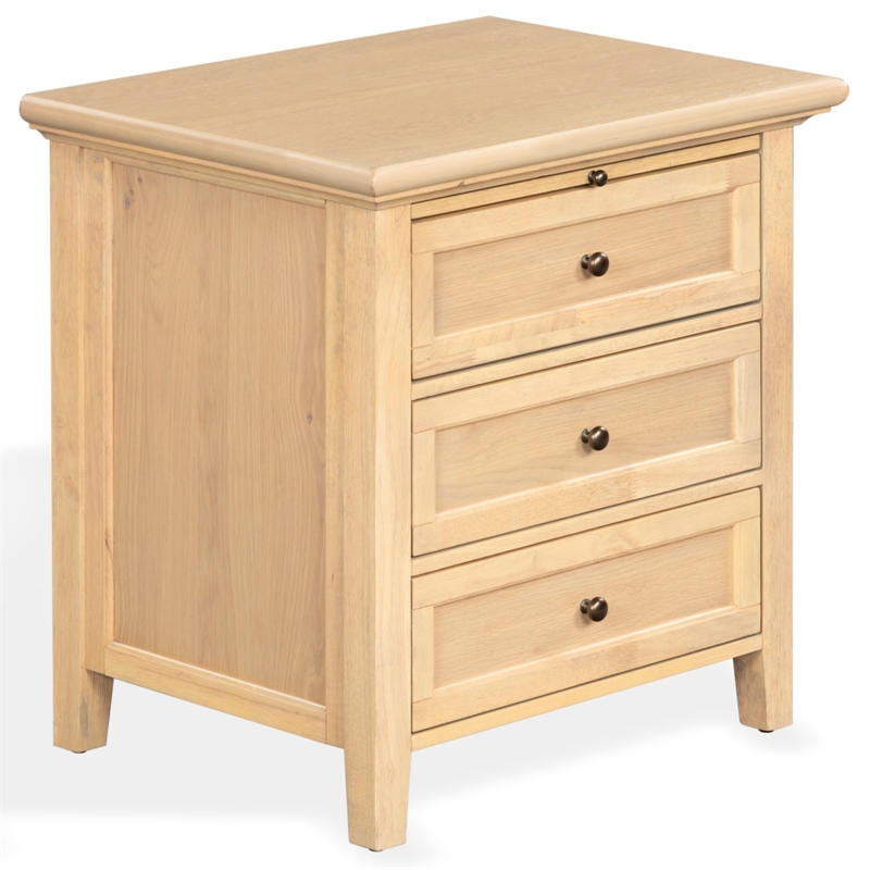 Safavieh Trevor 3 Drawer Wood Nightstand in Oak