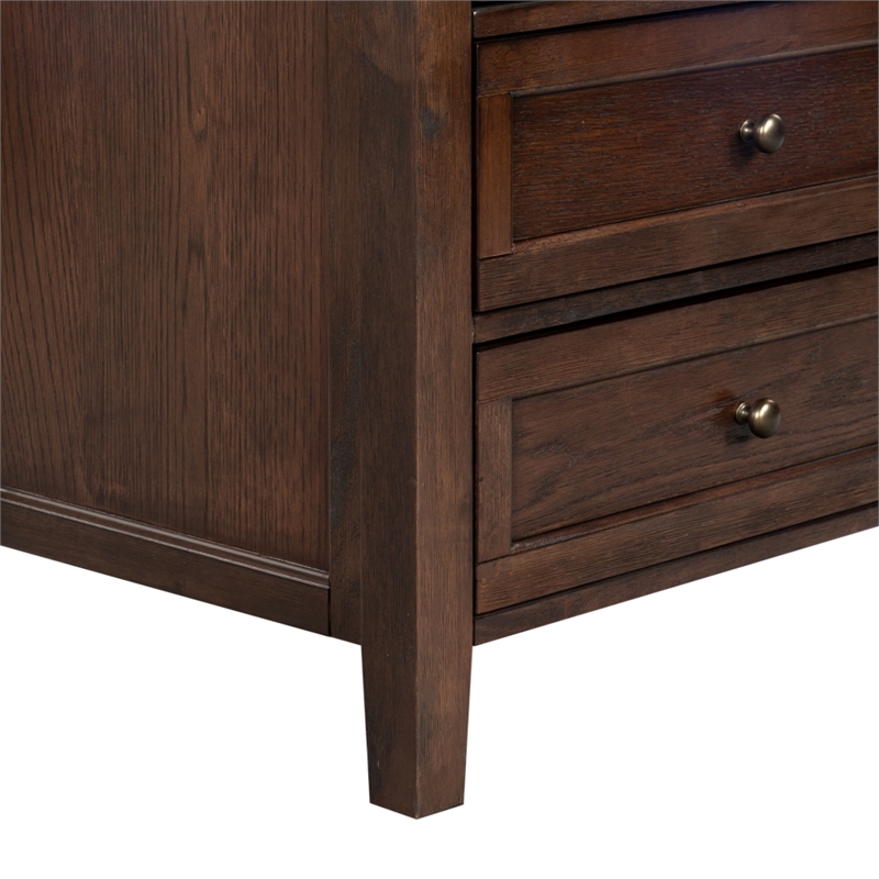 Safavieh Trevor 3 Drawer Wood Nightstand in Dark Walnut