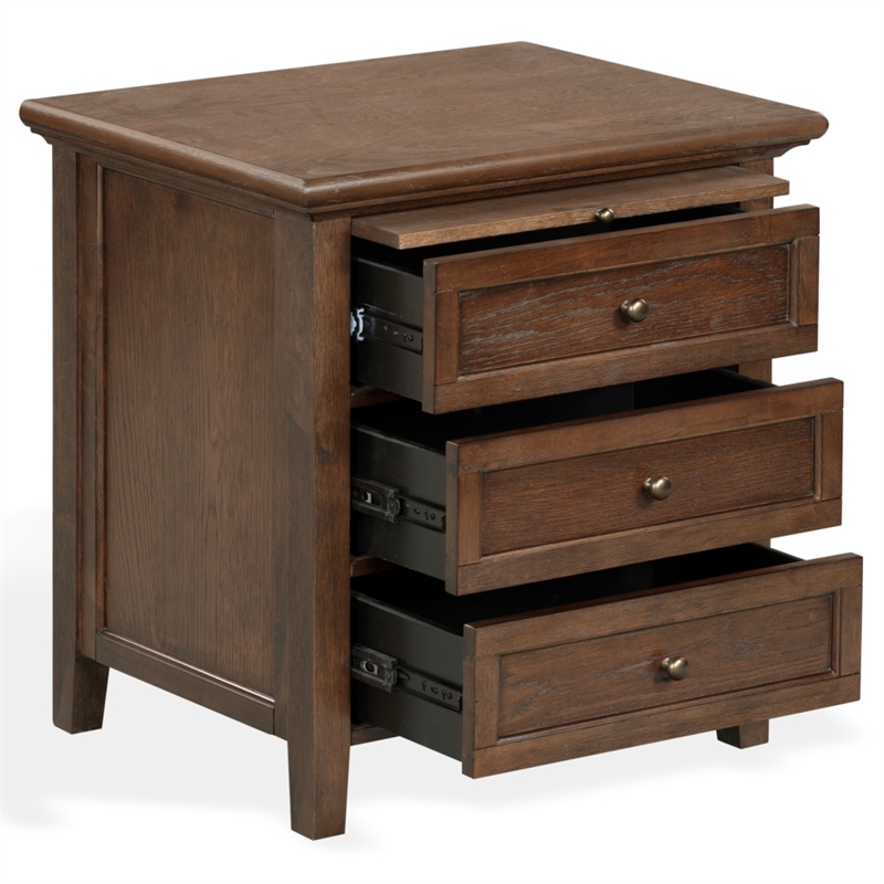 Safavieh Trevor 3 Drawer Wood Nightstand in Dark Walnut