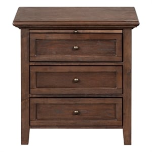 Safavieh Trevor 3 Drawer Wood Nightstand in Dark Walnut