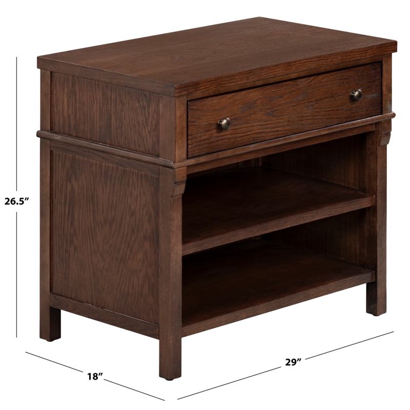 Safavieh Haylie 1 Drawer Wood Nightstand in Dark Walnut