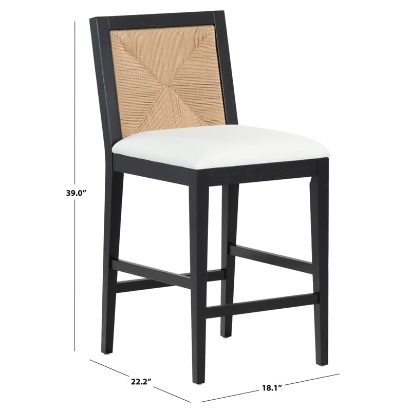 Safavieh Emilio Woven Wood Counter Stool in Black / Natural