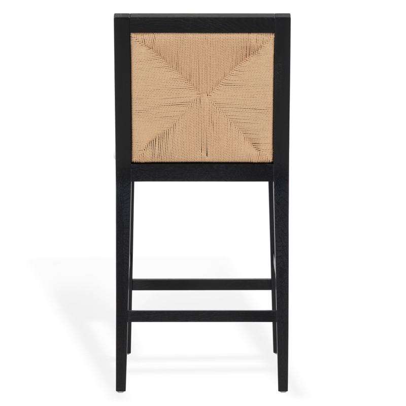 Safavieh Emilio Woven Wood Counter Stool in Black / Natural