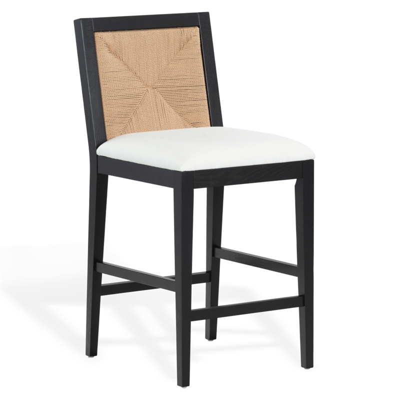 Safavieh Emilio Woven Wood Counter Stool in Black / Natural