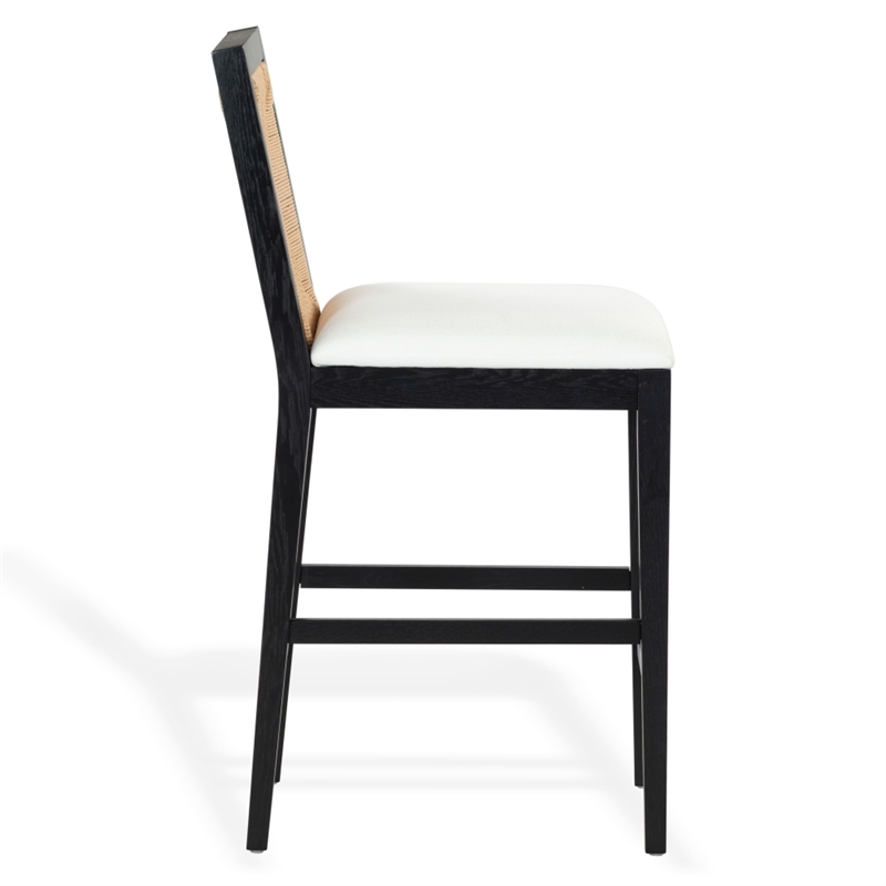 Safavieh Emilio Woven Wood Counter Stool in Black / Natural
