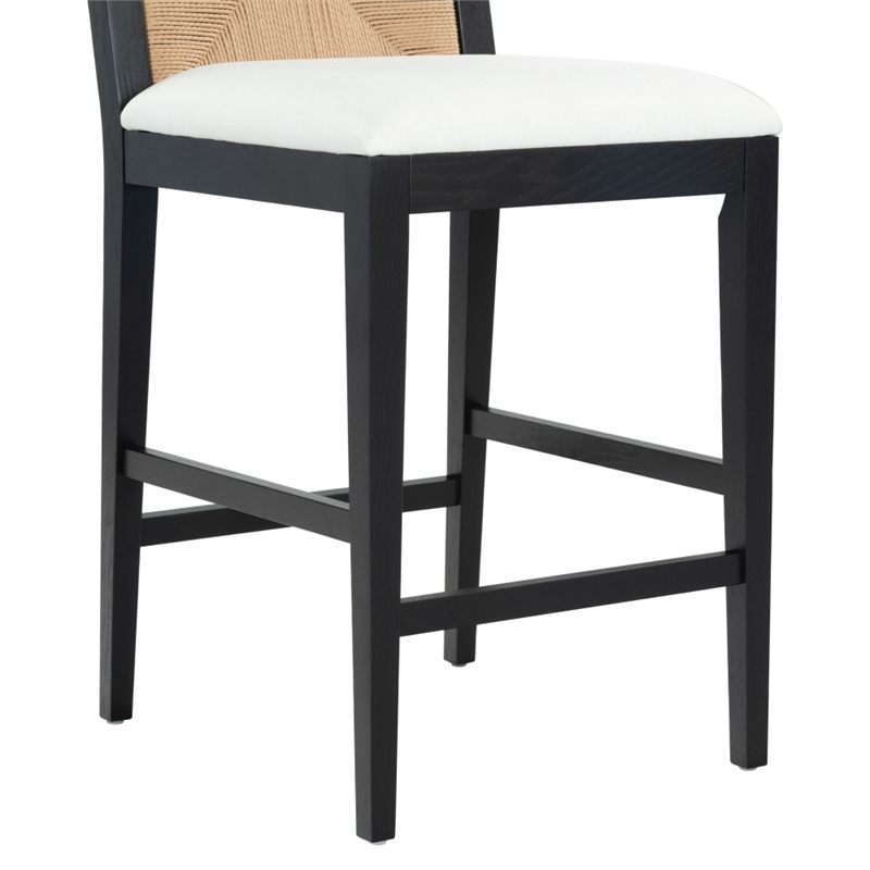 Safavieh Emilio Woven Wood Counter Stool in Black / Natural