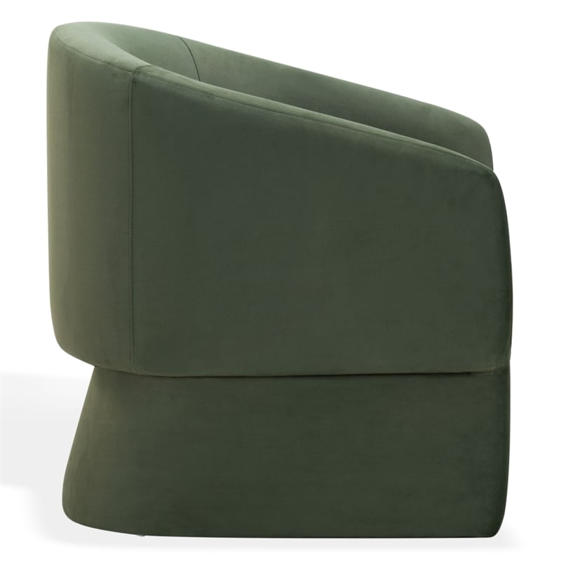 Safavieh Susie Barrel Wood Back Accent Chair in Olive